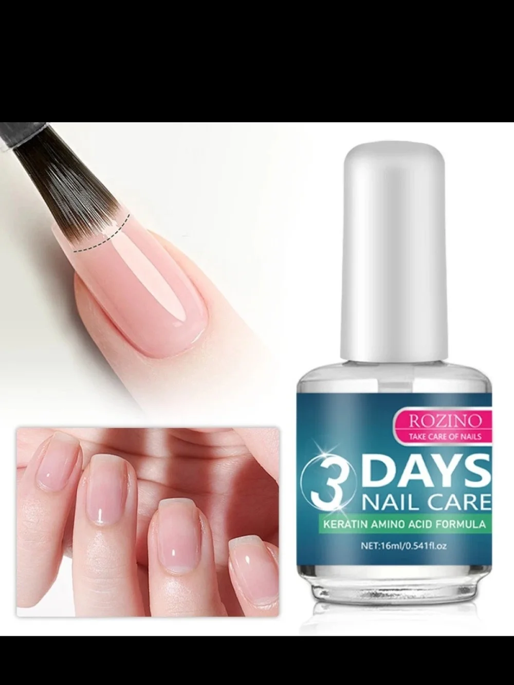 Rozino 3 Days Nail Care Keratin Treatment - Translucent Glossy Finish